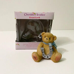 2000 Cherished Teddies 833312 Good Luck Horseshoe Enesco Figurine Damaged Box